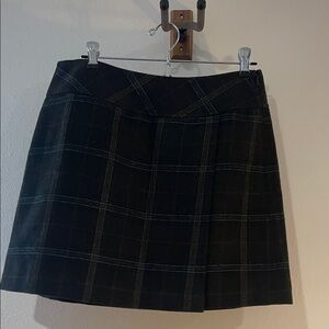 Treasure & Bond Dark Plaid Wool Mini Skirt